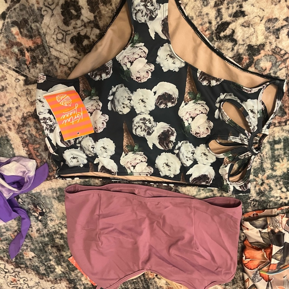 Floral Ice Cream Print Swimsuit Top